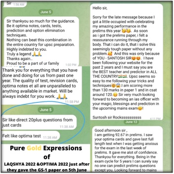 Multiple students feedback: getting around 95, cleared, grateful for Optima notes and PPP guidance